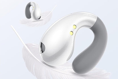 Open Ear Earbuds Ergonomic Clip-On Earbuds Bone Conduction Over-The-Ear Headphones-White