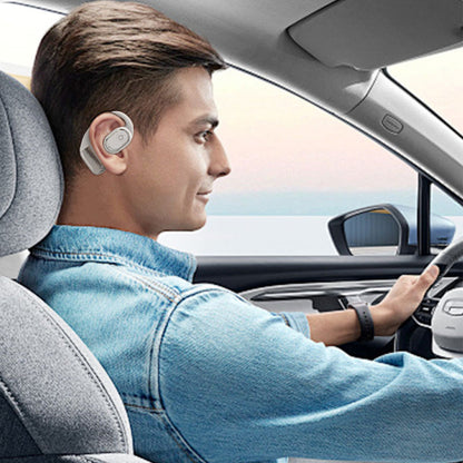 Bluetooth Open Ear Earbuds Wireless Headphones with Earhooks Air Conduction Headset with Mic for Running Workout White
