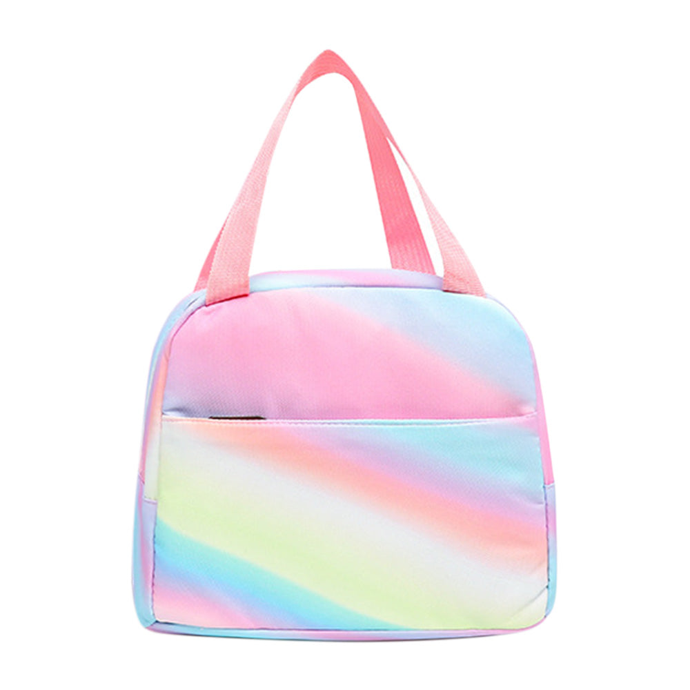 3PCS Girls Gradient Color Backpack School Backpack Lunch Bag Pencil Case-Mixed
