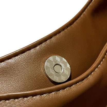 PU Leather Work Shoulder Bag Large Tote Bags for Women Bucket Handbag Brown