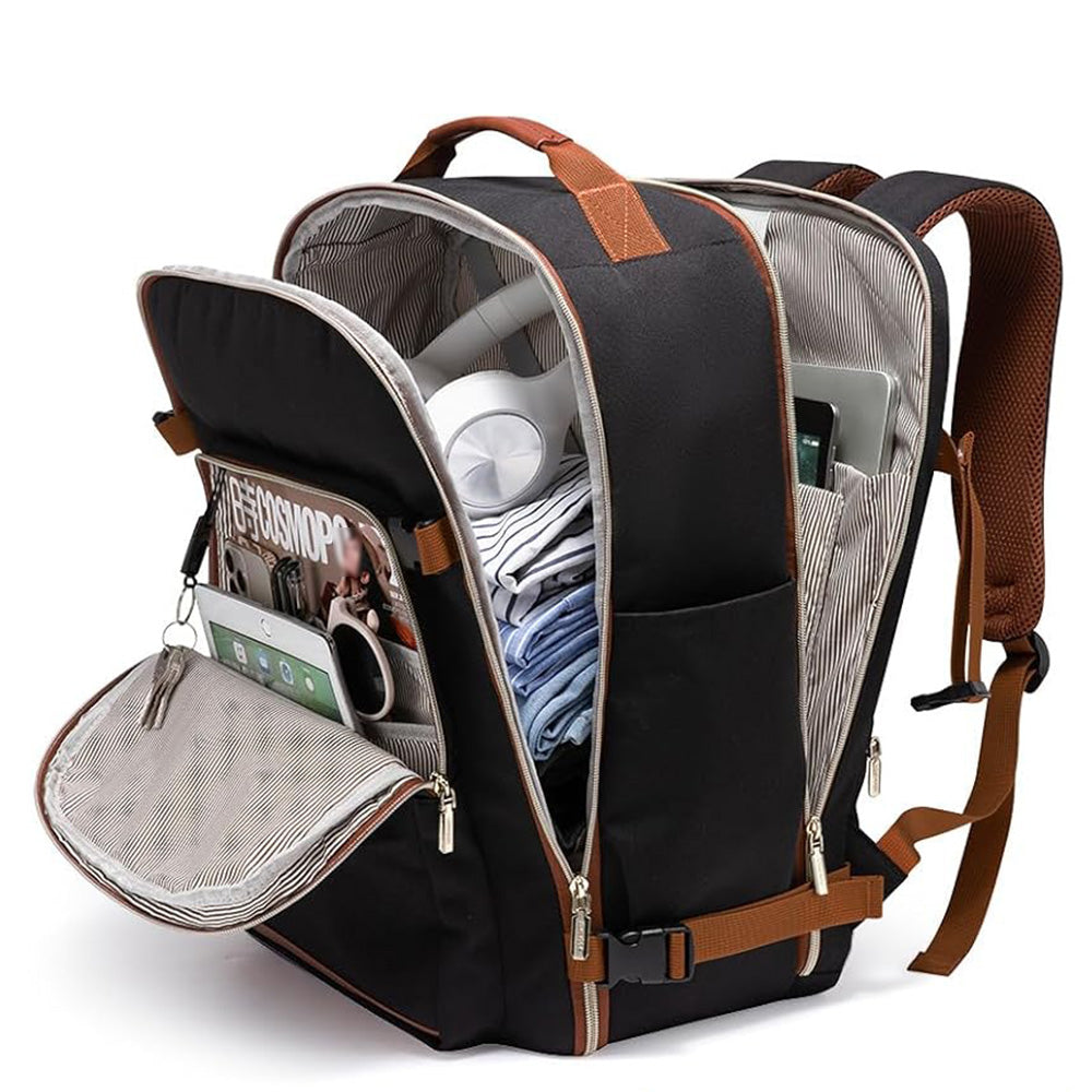 4Pcs Set Travel Luggage Bags 40L Backpack fits 17 inch Laptop with 3 Packing Cubes Black