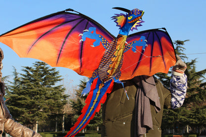 2Pcs 1.4m 3D Dragon Kite with 100m Flying Line for boy and girls and Adults