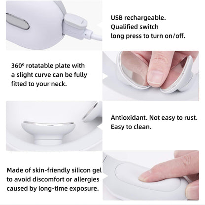 Electric Neck Massager with Heat Intelligent Electric Pulse Massager for Neck Pain Relief -White