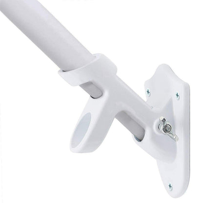 Dual Hole Adjustable Aluminum Flag Pole Wall Mount Holder - White