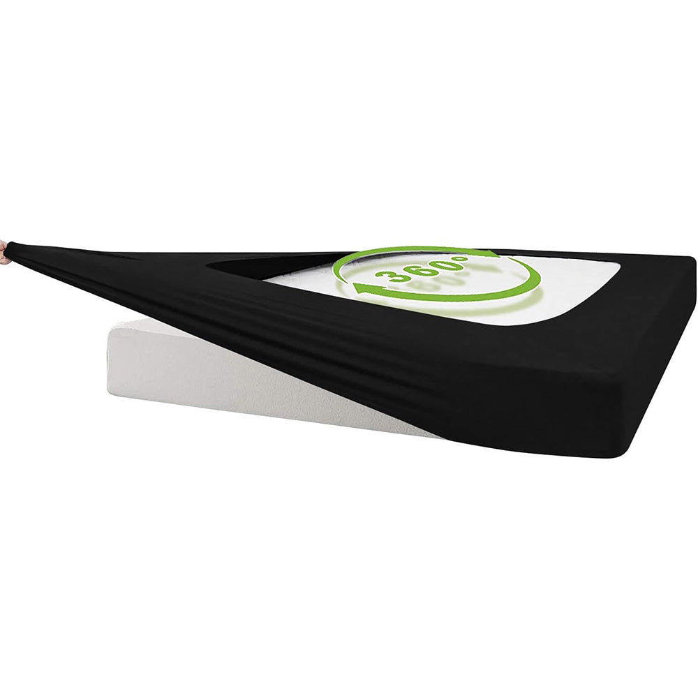 2Pcs Elastic Box Spring Mattress Foundation Cover -Black