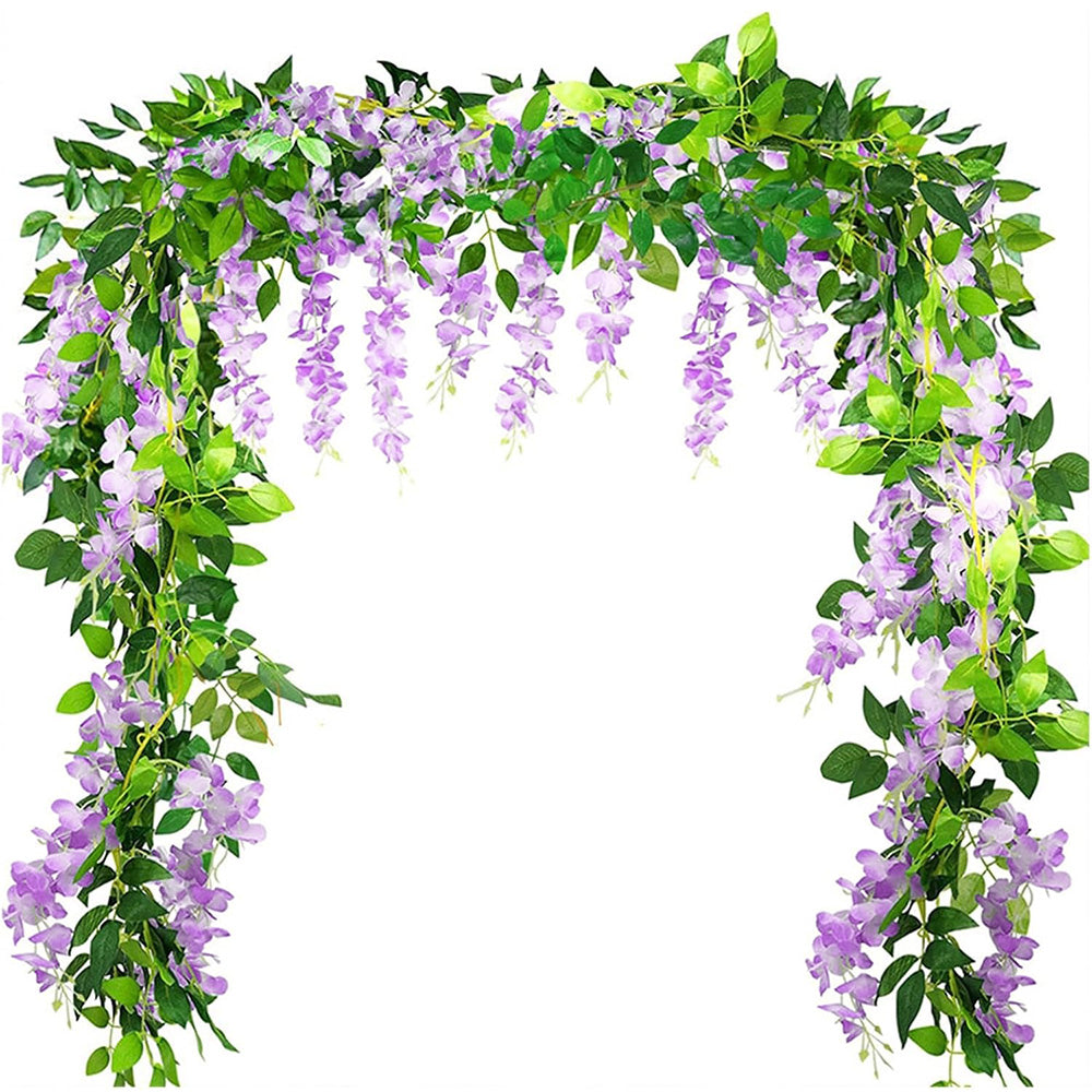4PCS Artificial Silk Wisteria Vine Hanging Garlands 1.8m for Home & Garden Decoration Purple