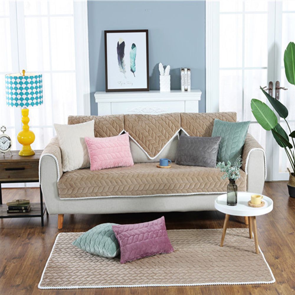 Thick Sofa Blanket Couch Cover Furniture Protector for Kids Children Dog Cat -Brown