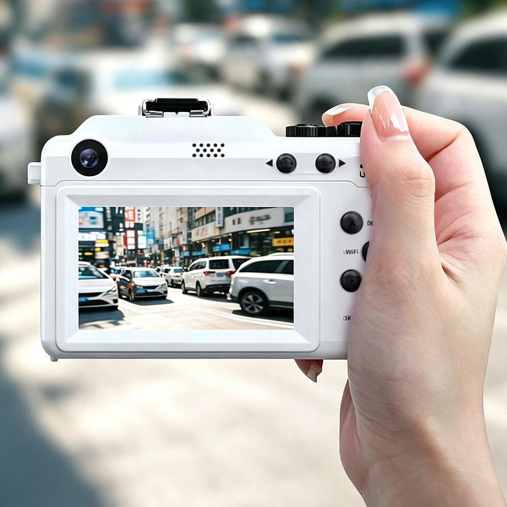 8K Digital Camera 18X Zoom Dual Lens Camera-White
