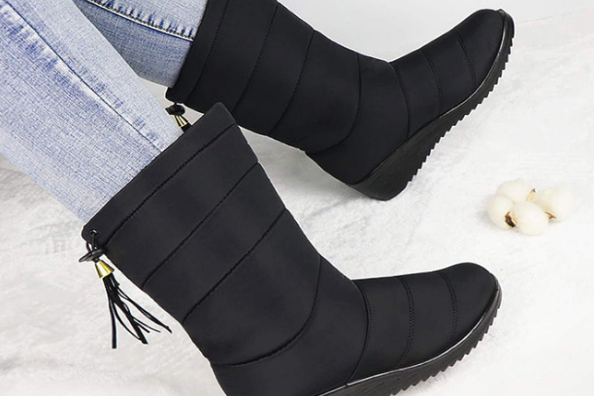 Plus Fleece Snow Boots-Black