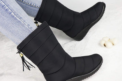 Plus Fleece Snow Boots-Black