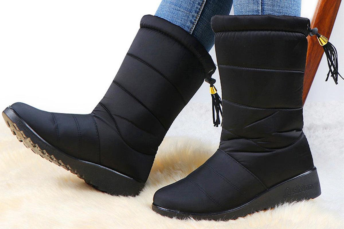 Plus Fleece Snow Boots-Black