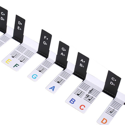 88 Key Piano Note Guide Strip with Staff and Note Names - Mixed Color