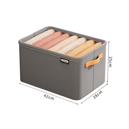 Set of 2Pcs Clothing Storage Box with Handles Wardrobe Storage Organizer Underwear Storage Gray