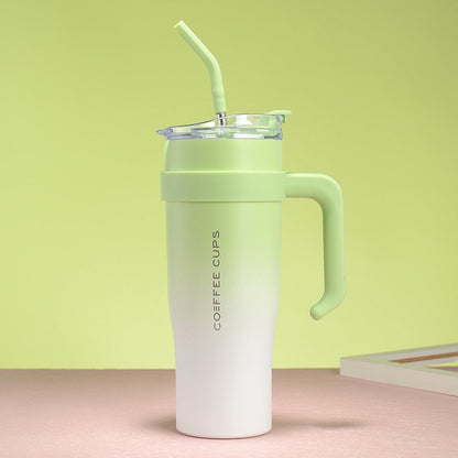 40oz Tumbler with Handle Stainless Steel Water Cup With Lid And Straw Green
