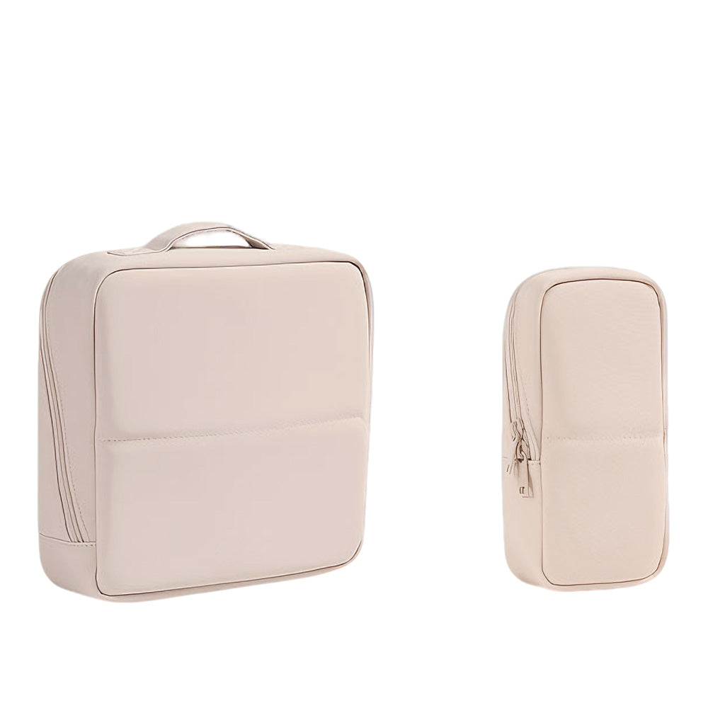 2 Pack Portable PU Leather Standing Makeup Organizer Bag Makeup Brush Pouch