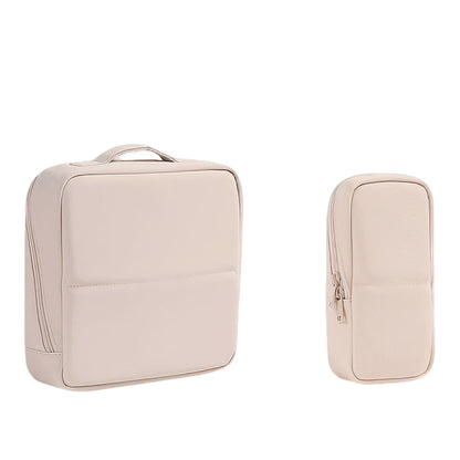 2 Pack Portable PU Leather Standing Makeup Organizer Bag Makeup Brush Pouch
