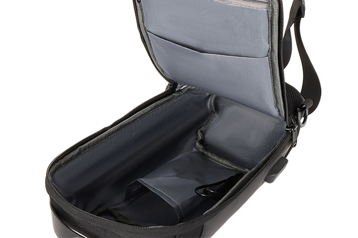 Travel Waterproof Anti-Theft Sling Chest Bag Backpack With USB Charge Port-Black