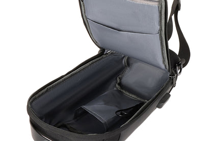 Travel Waterproof Anti-Theft Sling Chest Bag Backpack With USB Charge Port-Black