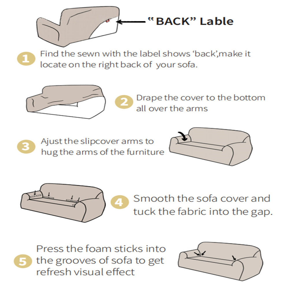 Elastic Stretch Sofa Cover Soft Four-Seater Sofa Cover Non-Slip Sofa Protective Cover -Black color