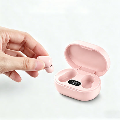 Bluetooth 5.1 Wireless Earbuds with LED Display IPX4 Waterproof Headphones-Pink