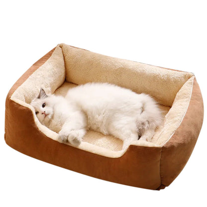 Rectangle Pet Bed for Dogs Cats Beds Warming Soft Calming Sleeping Puppy Bed Coffee
