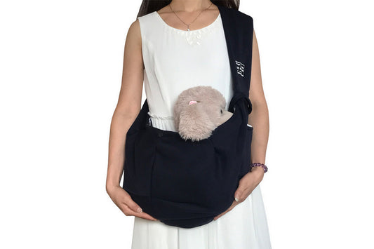 Reversible Pet Cat Sling Carrier Bag - Black