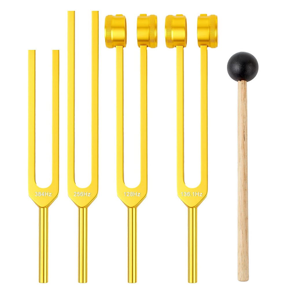 4Pcs Resonance Tuning Fork Set Sensory Tool for Yoga Meditation-Gold