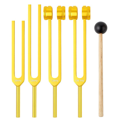 4Pcs Resonance Tuning Fork Set Sensory Tool for Yoga Meditation-Gold