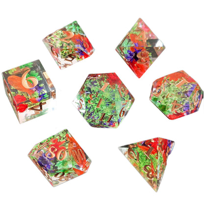 7Pcs Set DND Dice Resin Dice Table Games Accessories Style 3