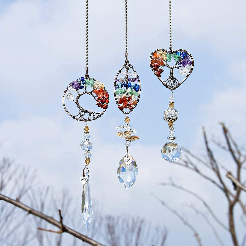3 pcs Hanging Crystal Pendant Window Hanging Ornaments Car Hanging Ornament Outdoor Garden Decor Accessories
