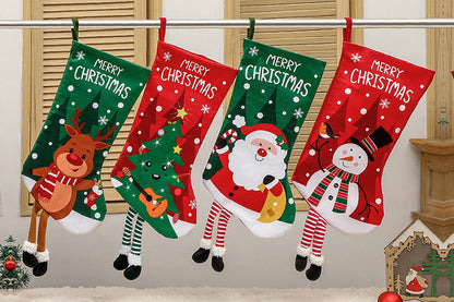 Christmas Stocking Goodies Sock Xmas Wall Tree Party Hanging Candy Bag Decoration-Snow Man