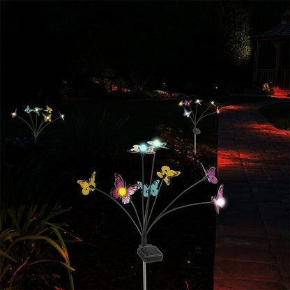 2Pcs Solar Butterfly Decorative Lights Solar Powered Stake Lights -Multi Colour