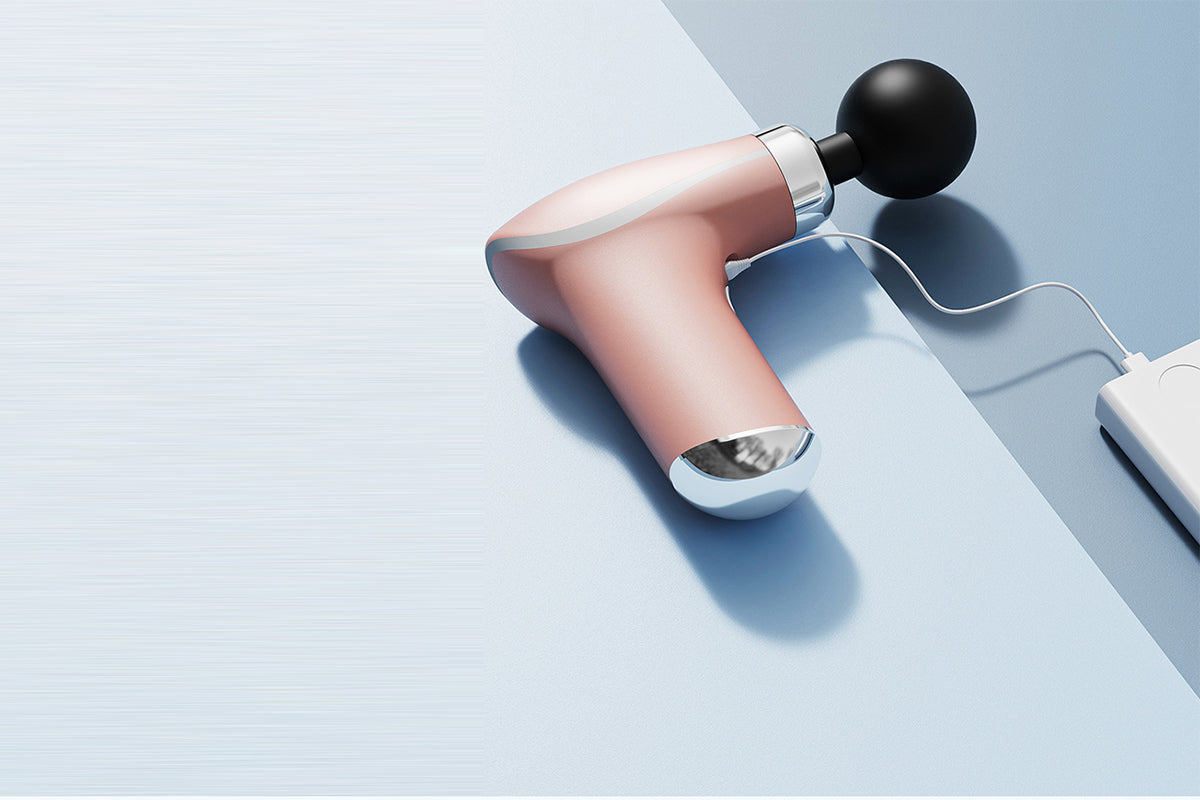 Mini Massage Gun Portable Deep Tissue Percussion Muscle Massager with 3 Levels 8 Massage Heads-Pink