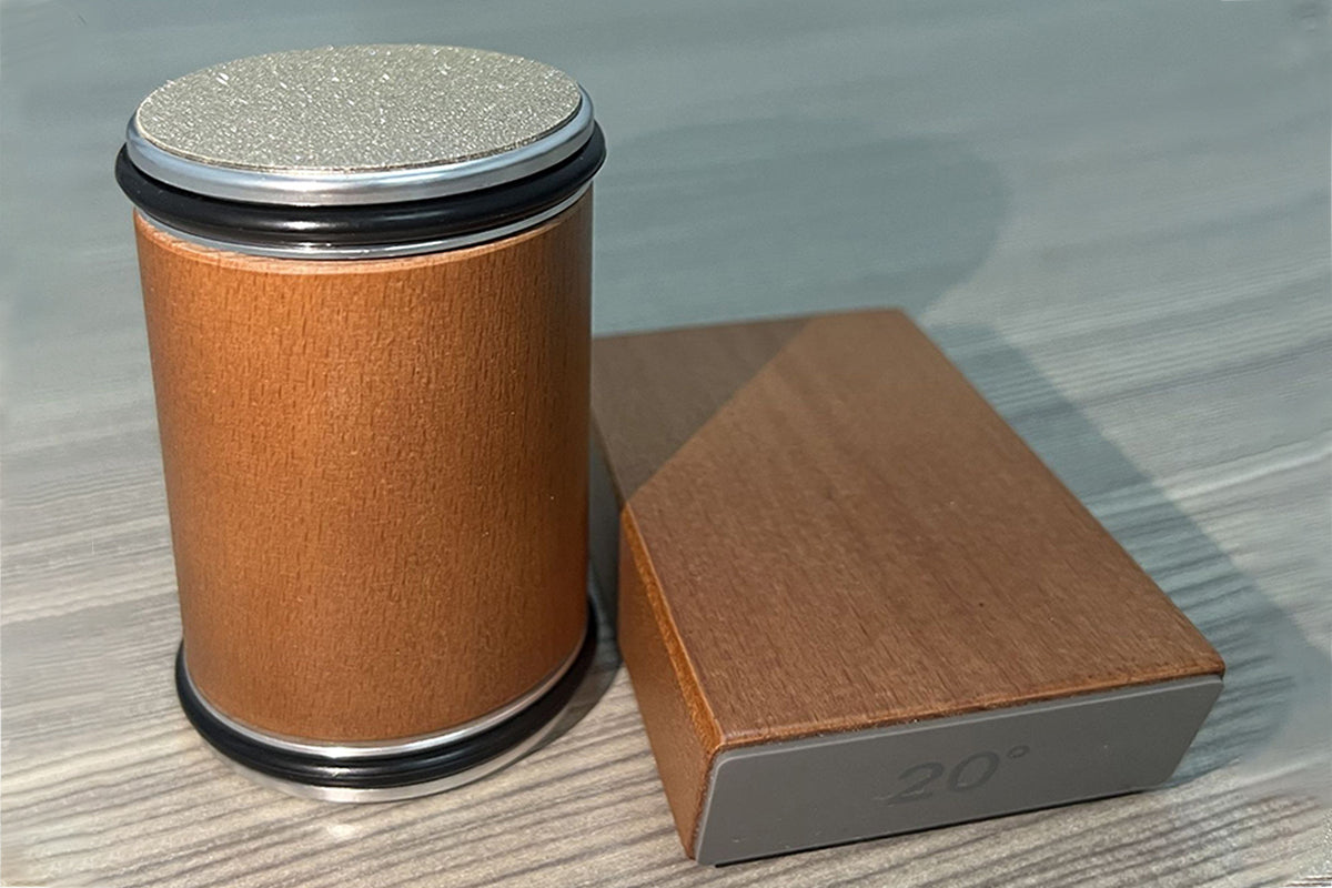 Rolling Knife Sharpening Kit 15 And 20 Degree Angle Base Brown