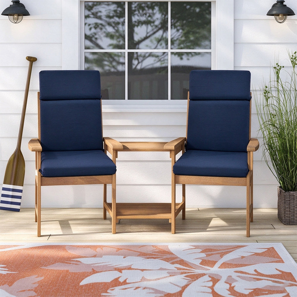 Water Resistant Seat Cushion Backrest Back Deep Chair Cushion - Navy