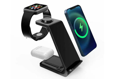 3 in 1 Wireless Charger Dock Charging Station - Black