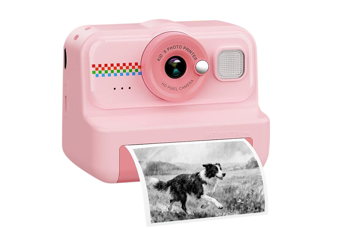 boy and girls Camera Instant Print 1080P Selfie Digital Camera with 64GB Card-Pink