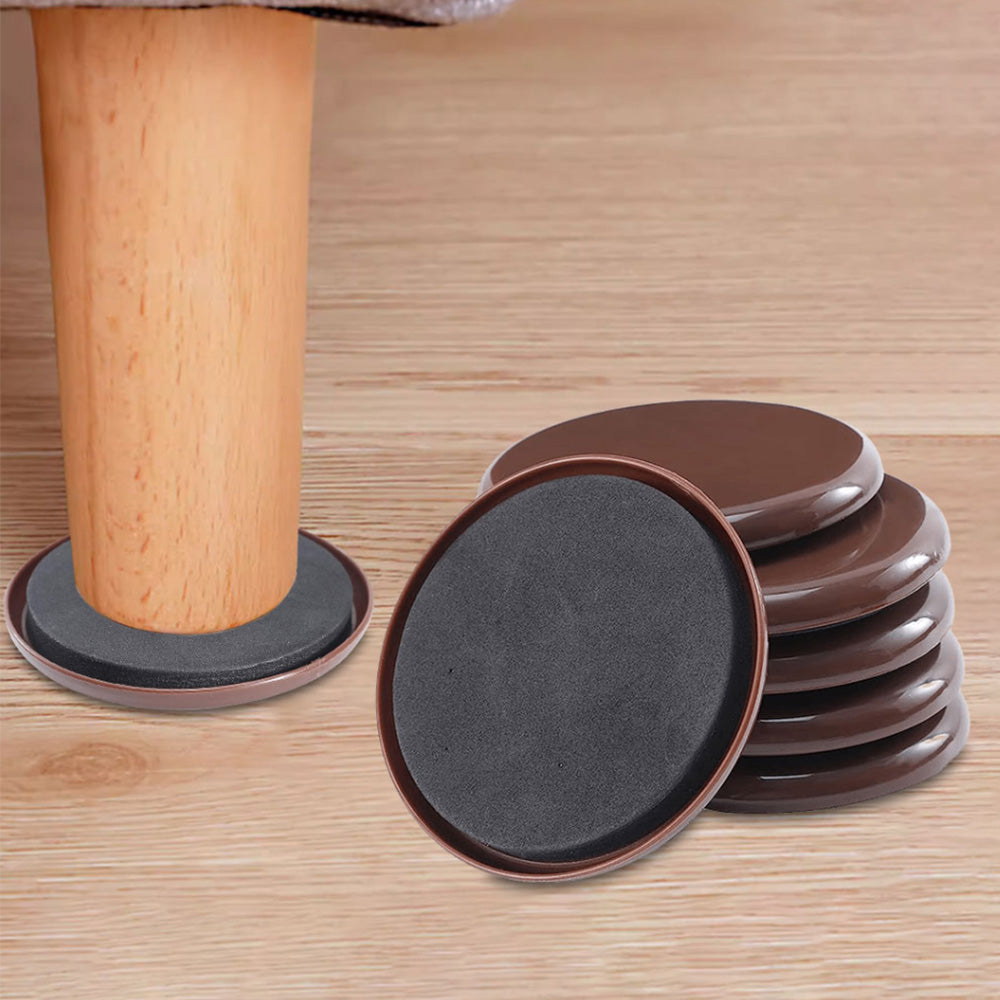 8 Piece Furniture Sliders Reusable Pads for Hardwood Floors and Carpet -Brown
