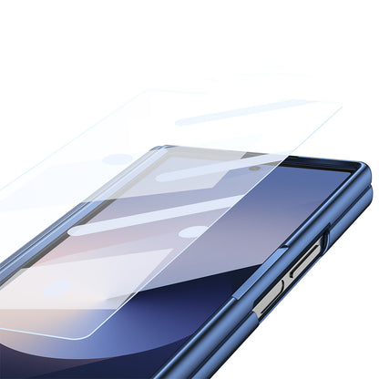 Phone Case for Samsung Z Fold 7 with Pen Holder Full Coverage Hinge Protection-Blue