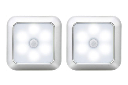 2Pcs LED Motion Sensor Night Light Cabinet Closet Stair Wall Lamp Light Cordless Light-White