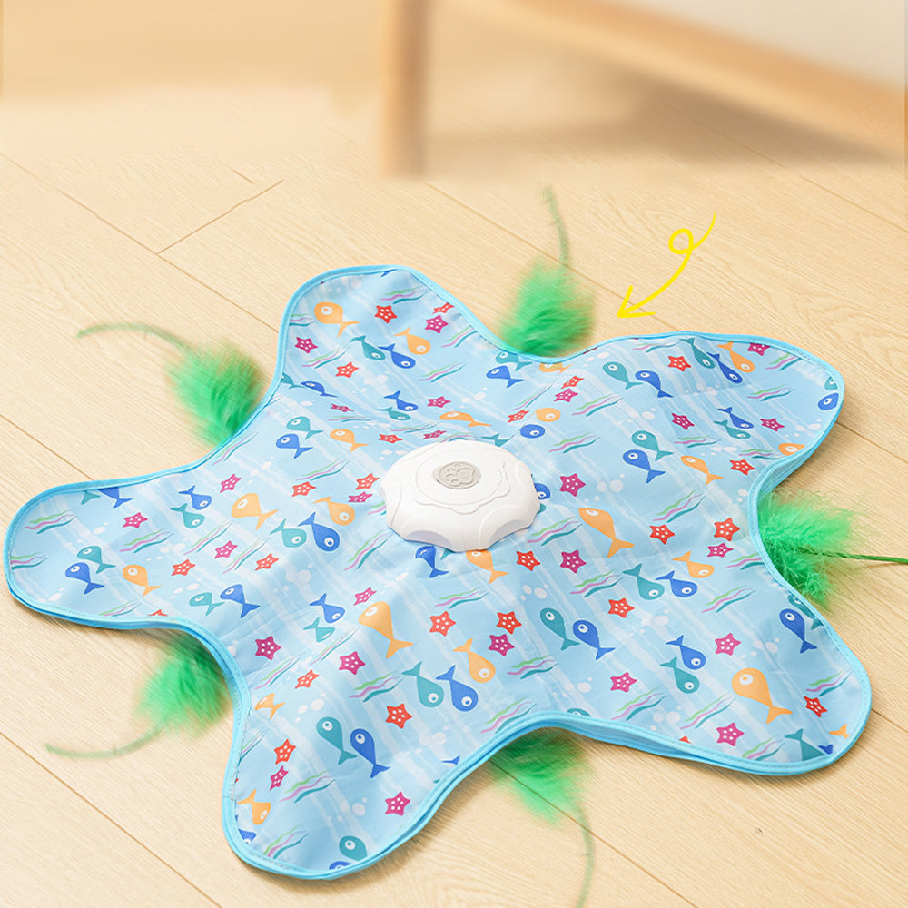 Interactive Cat Toy with Hide and Seek Feather-Blue