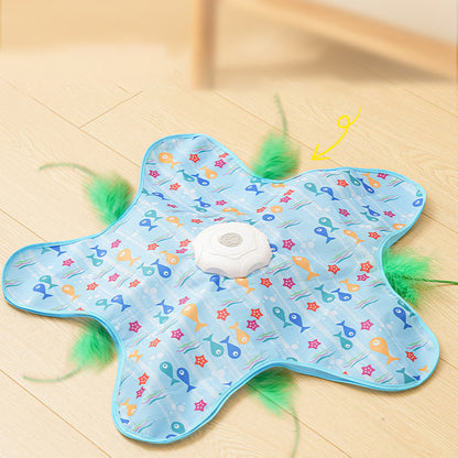 Interactive Cat Toy with Hide and Seek Feather-Blue