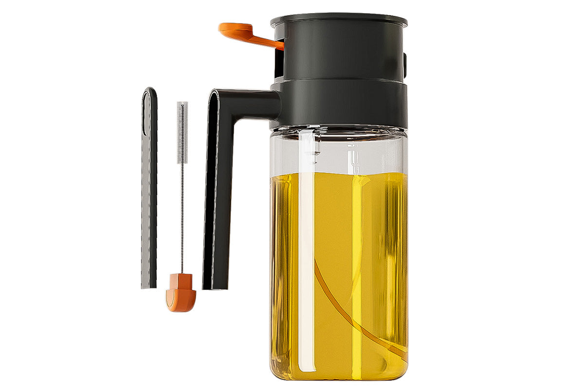 2 In 1 650ml Oil Sprayer Olive Oil Dispenser Bottle For Cooking Baking BBQ-Black