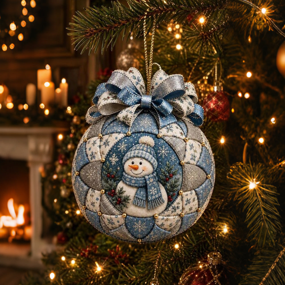 Adult Christmas Patchwork Ornament DIY Kit Xmas Fabric Ball Craft Set Snowman