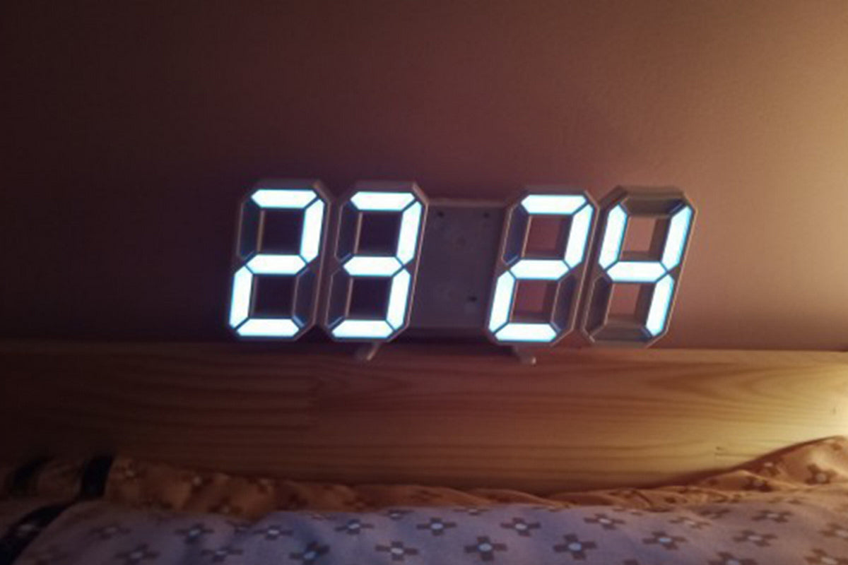3D LED Digital Wall Clock Alarm Clocks With APP Control For Bedroom-White