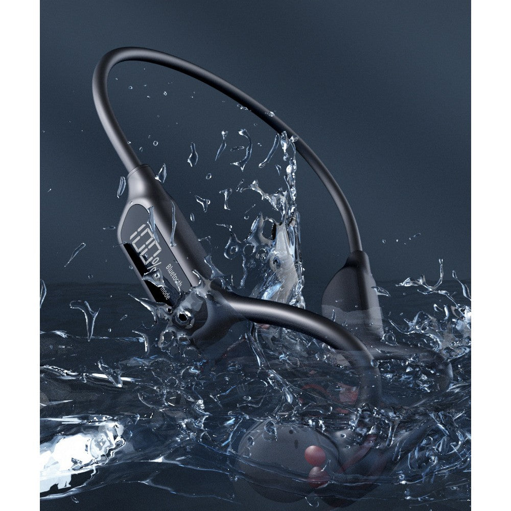 Wireless Bone Conduction Headphones Swimming Sports Bluetooth Headset-Black