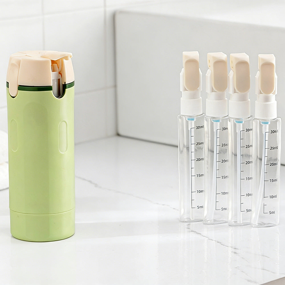 4 in 1 Travel Dispenser with 30ml Travel Bottles Travel Bottles for Shampoo Lotion-Green
