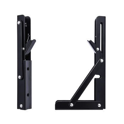 2Pcs 90 Degree Foldable Metal Shelf Brackets-Black