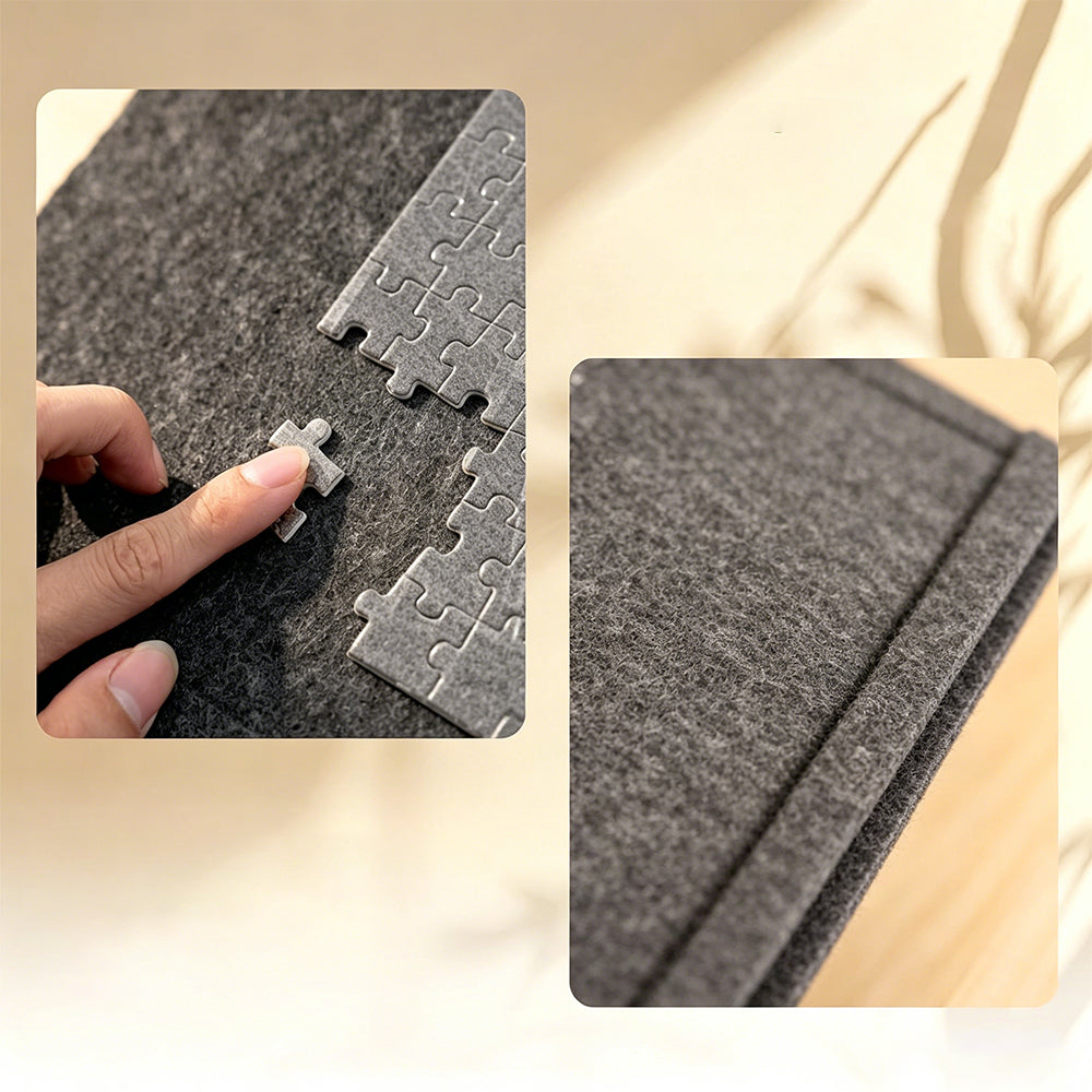 Foldable Felt Jigsaw Puzzle Board with 6 Drawers for Home Travel-Dark Grey
