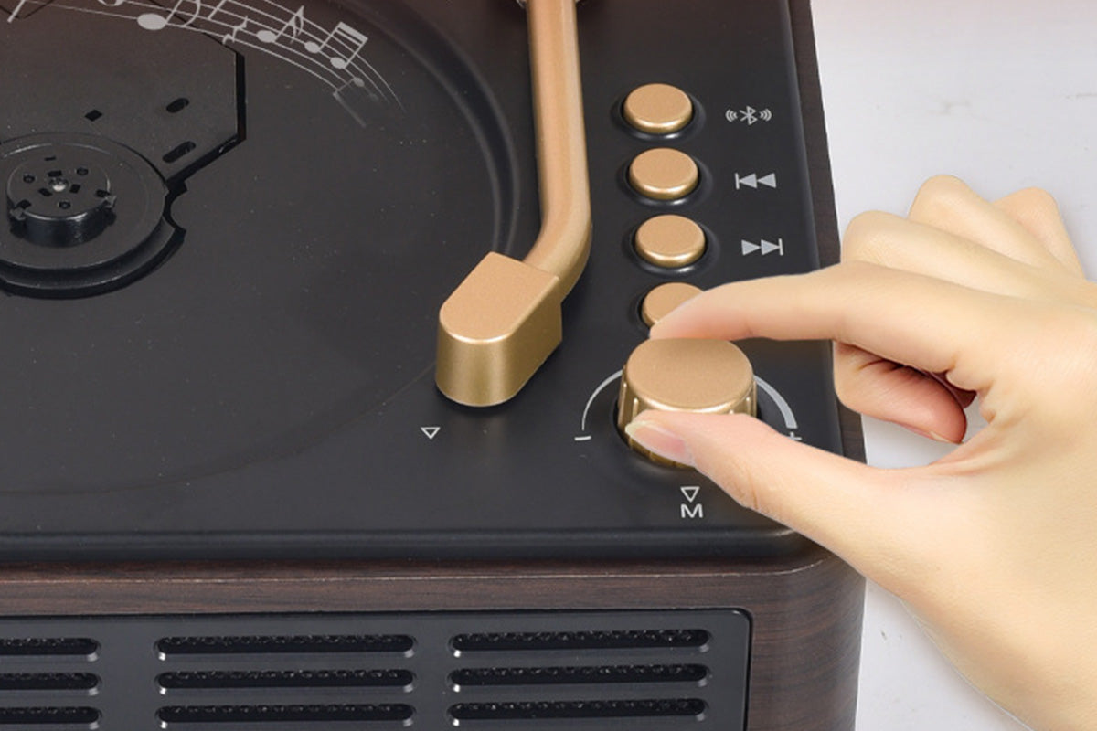 Retro CD Player Multifunctional Music Player with Bluetooth FM Radio for Home Use-Brown